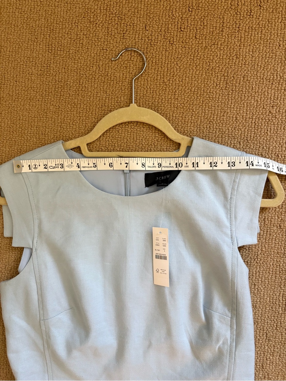 NWT J. Crew Resume Dress in Stretch Linen Blend. Light Blue  Sheath Dress, S 4 - Picture 5 of 9